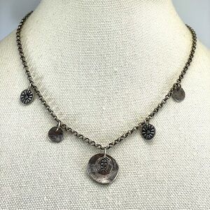 Silpada 925 Sterling Silver Chain Disc Charm Pendant Necklace